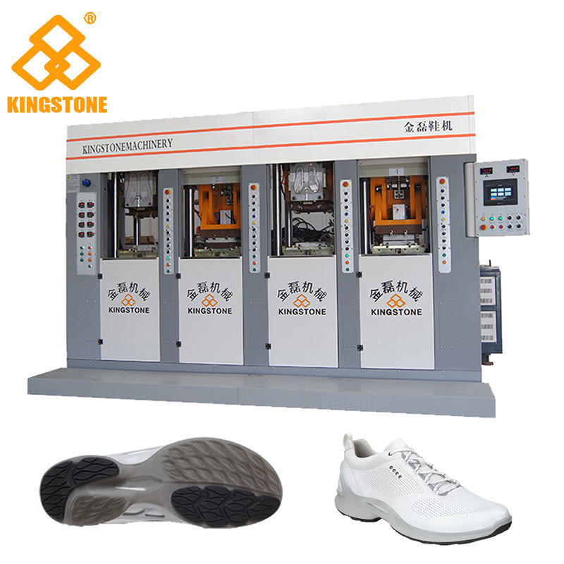 TPU TR PVC TPR الحذاء الوحيد ماكينة للأحذية الرياضية 70-100 أزواج لكل ساعة و 4 محطات